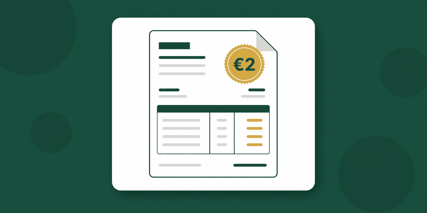 Illustrazione di una fattura con marca da bollo da 2 euro applicata sul documento