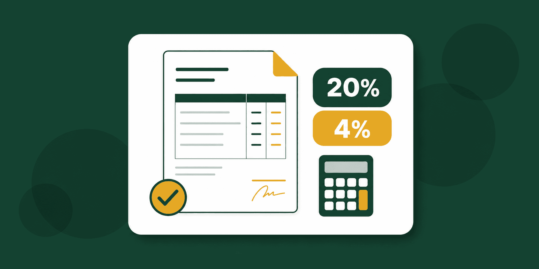 Illustrazione di un preventivo con badge ritenuta d’acconto 20% e rivalsa INPS 4% e calcolatrice