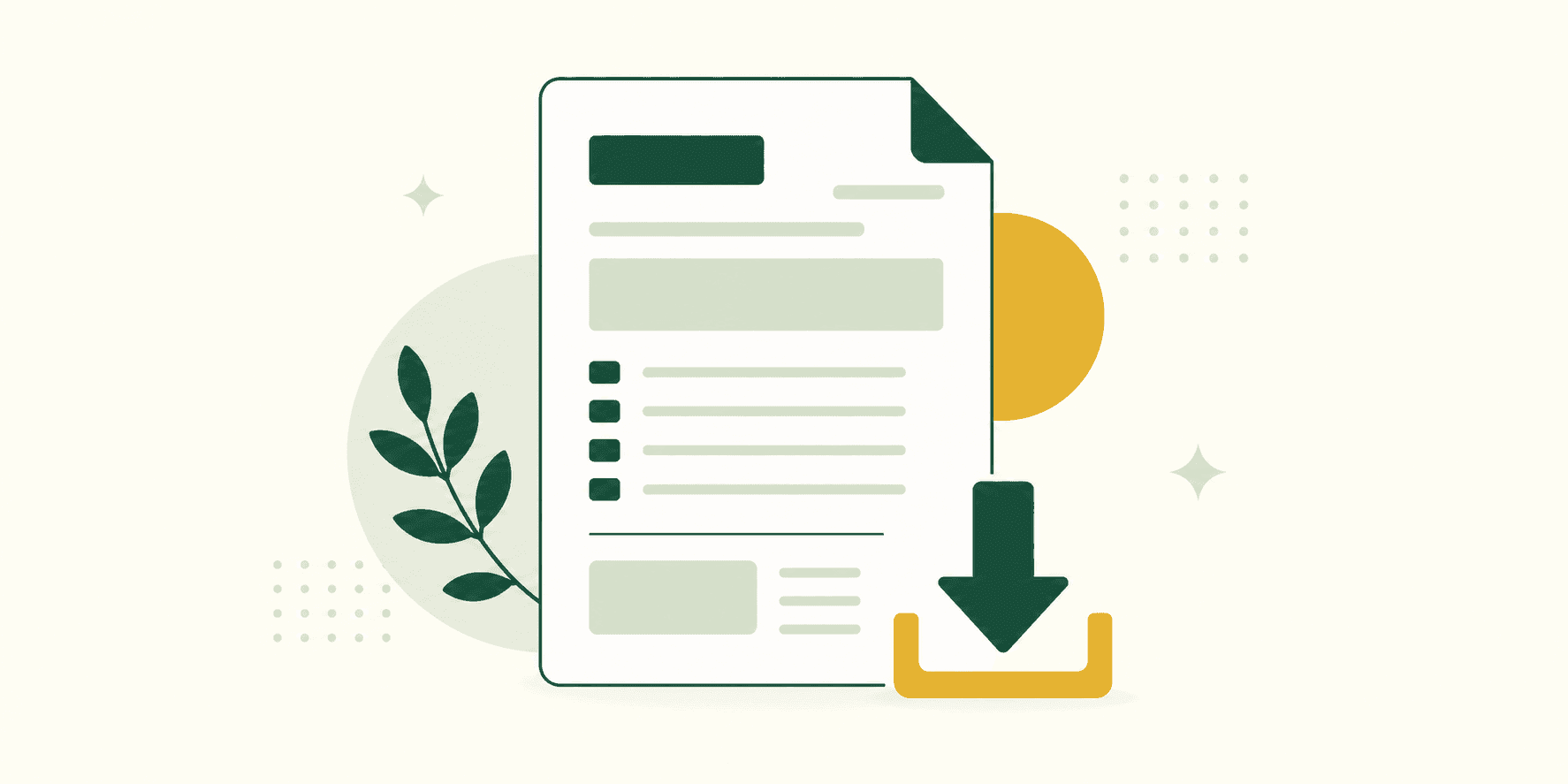 Illustrazione di un template di preventivo gratuito pronto da scaricare, con una freccia di download.