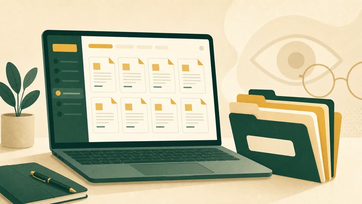 Software di fatturazione per commercialisti: laptop con l'elenco ordinato delle fatture elettroniche del cliente, accesso in sola lettura e cartelle multi-cliente